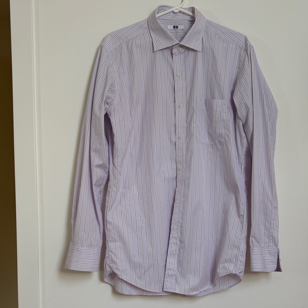 Men's Lavender Striped Dress Shirt - Classic Collar